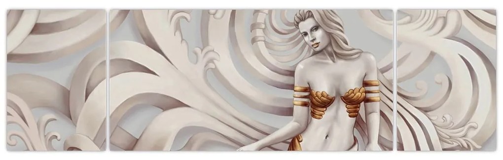 Obraz bogini z motywem kwiatowym (170x50 cm)