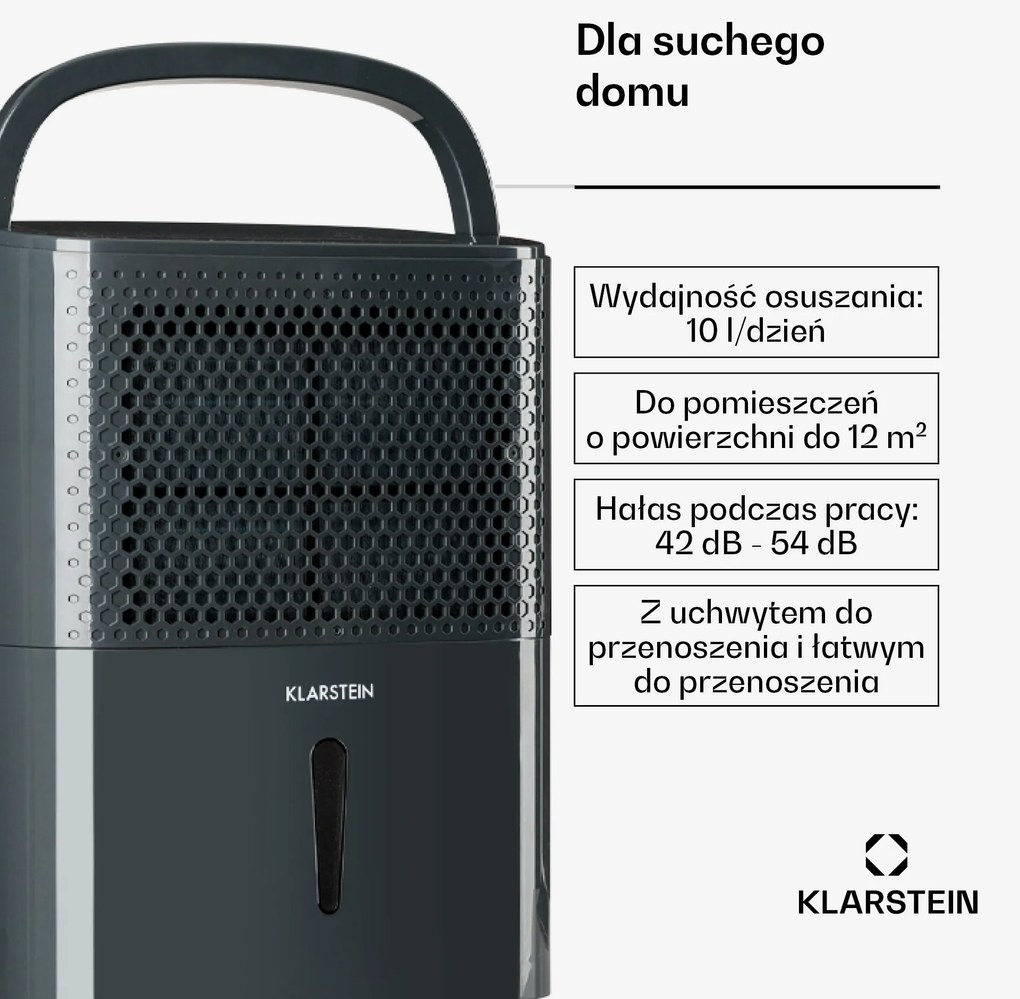 Klarstein DryFy 10L/24h 1,8L Osuszacz powietrza Antracyt