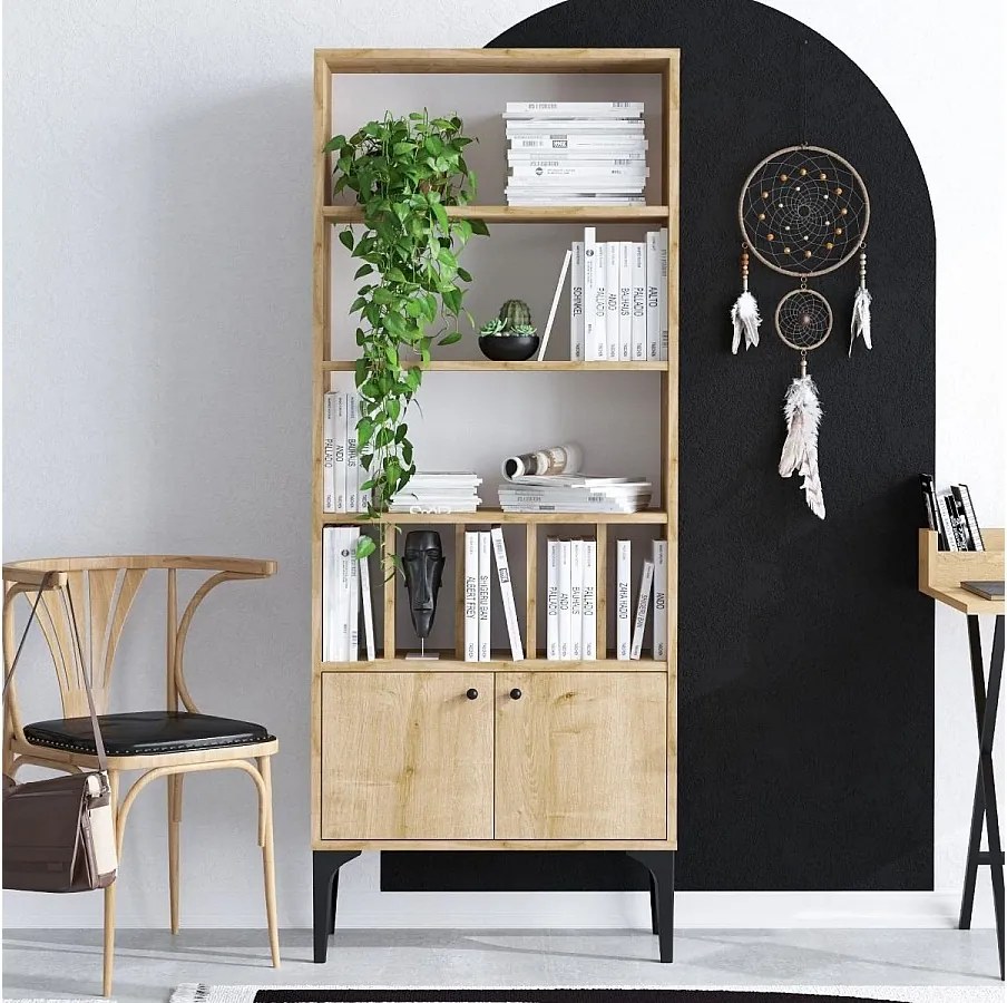 Półka z płyty wiórowej pokrytej melaminą – 60 x 175 x 30 cm – dąb szafirowy