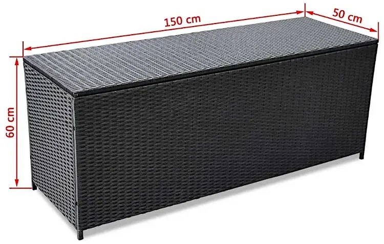 Czarna skrzynia do ogrodu z technorattanu A6-Z93