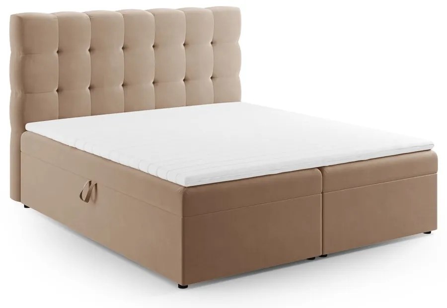 Jasnobrązowe łóżko boxspring ze schowkiem 180x200 cm Bali – Cosmopolitan Design
