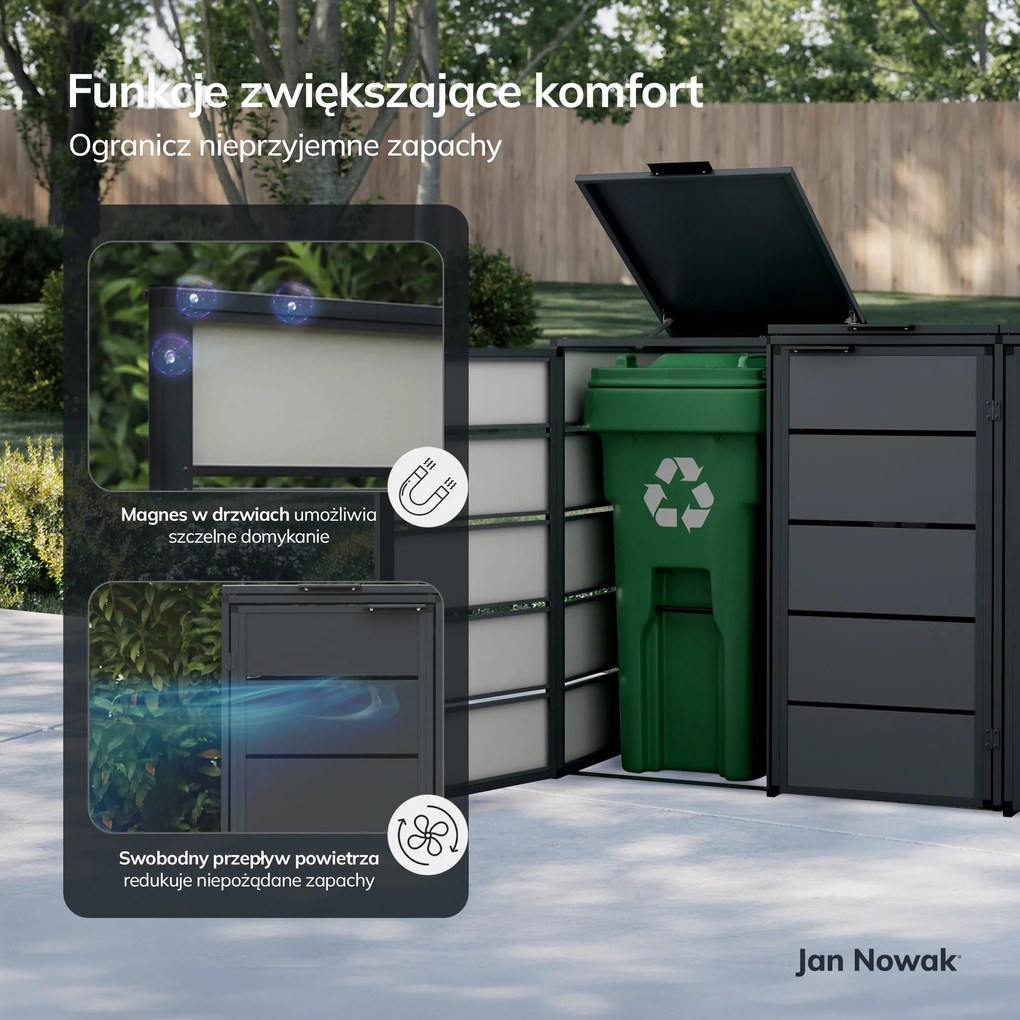 Zabudowa śmietnikowa 240L trzykomorowa, antracyt