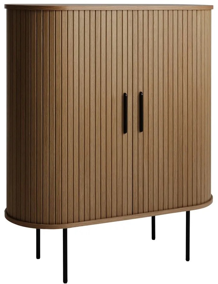 Brązowa szafka na wino w dekorze dębu z drzwiami przesuwnymi 100x118x40 cm Nola – Unique Furniture