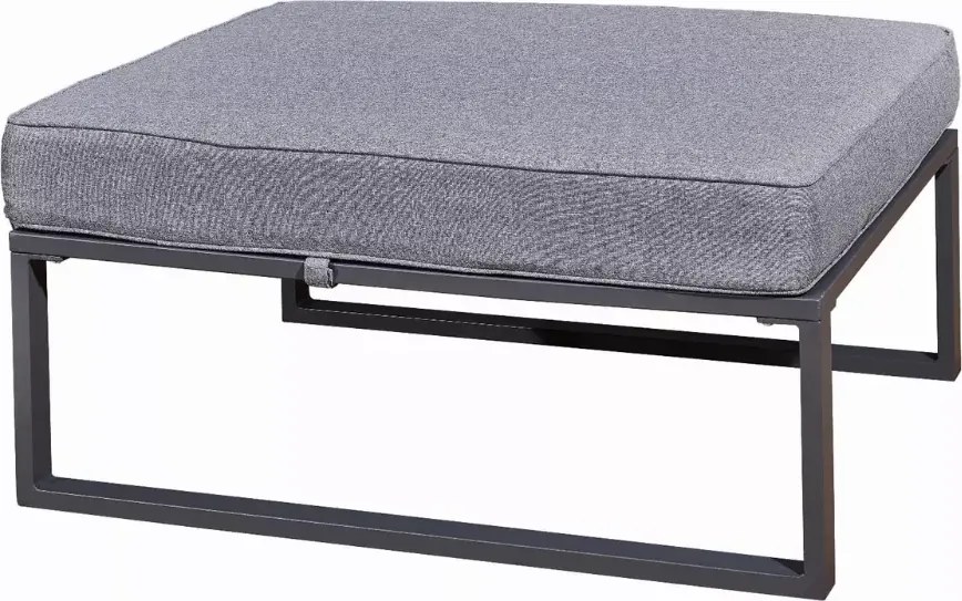 Szary nowoczesny zestaw mebli ogrodowych Marinel - sofa 3 osobowa + pufa + stolik kawowy