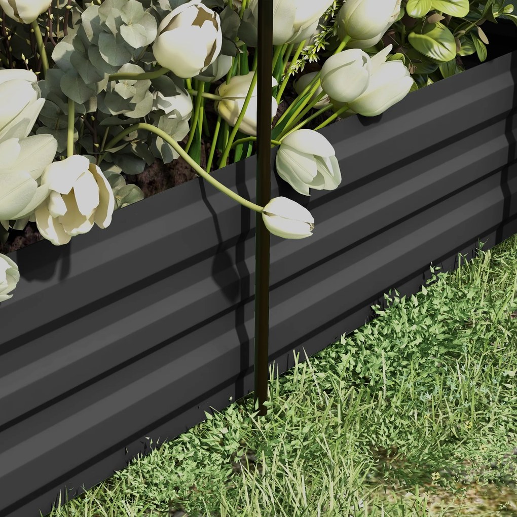 Outsunny Wysokie Łóżko Ogrodowe ze Stali 230x110x110cm z Siatką Ochronną Ciemnoszary | Aosom PL