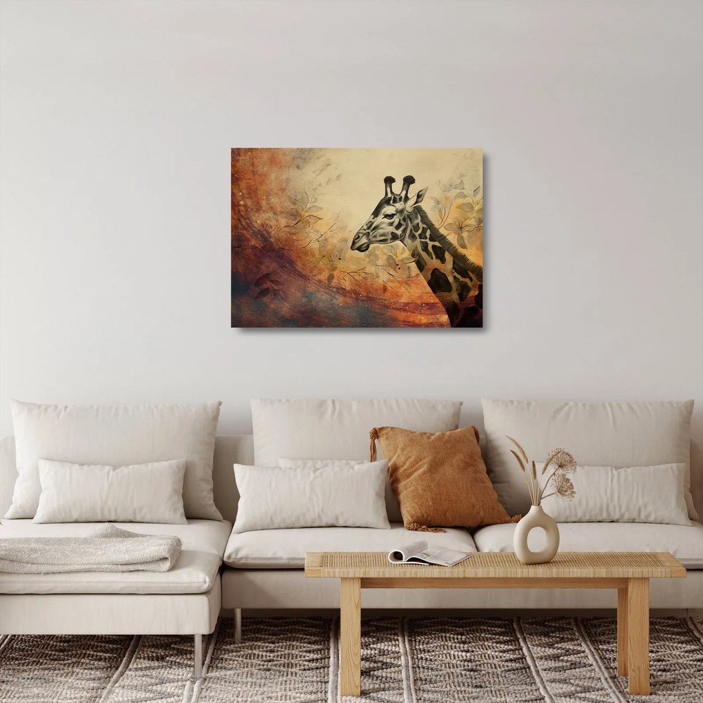 Obraz na szkle - Żyrafa, malarstwo (70x50 cm)