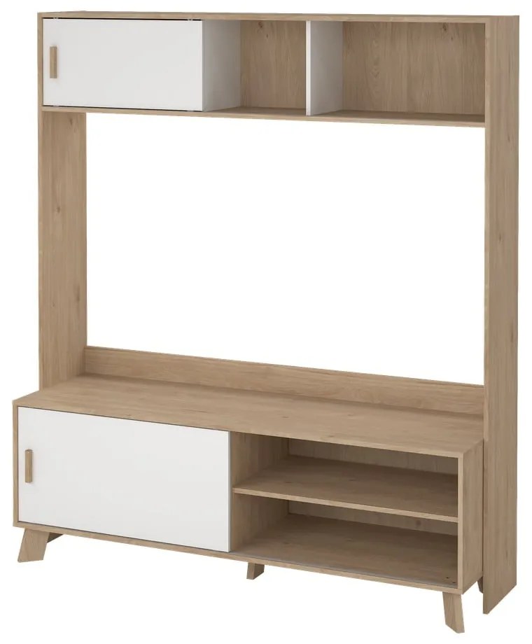 Biało-naturalny zestaw pod TV w dekorze dębu 159x181x48 cm Ikast – Tvilum