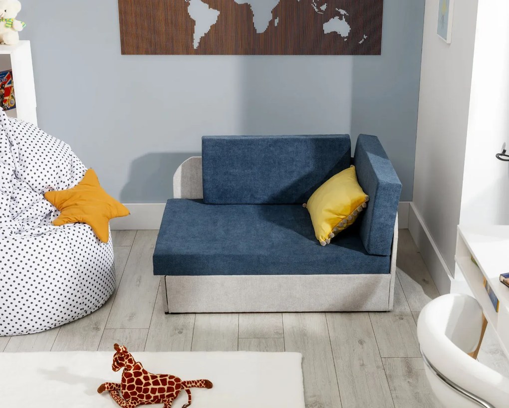 Sofa rozkładana z funkcją spania ROSA szara/niebieska ELTAP