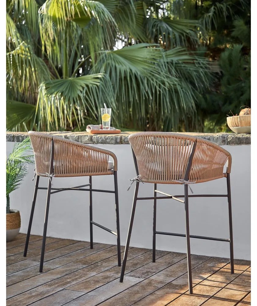 Beżowy metalowy/tapicerowany hoker ogrodowy Yanet – Kave Home