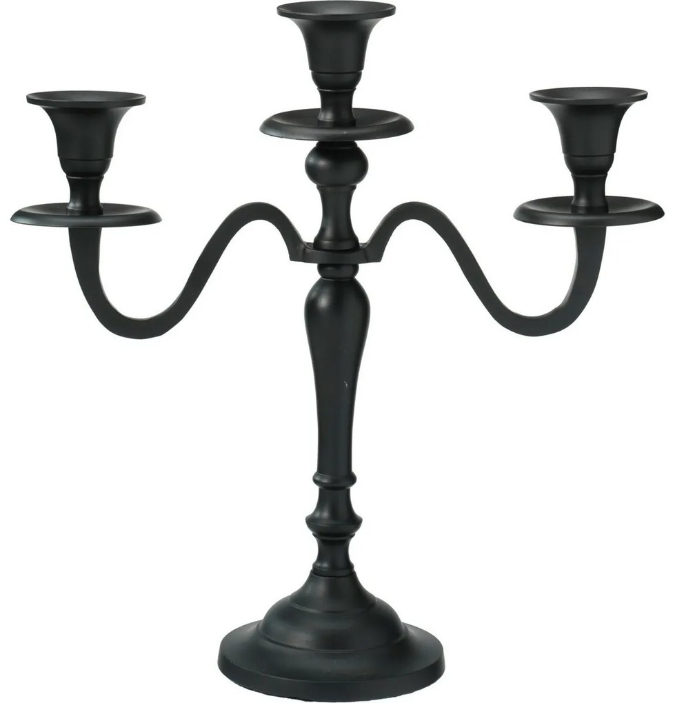 Metalowy świecznik 3-ramienny 29x10x30 cm, kolor czarny, dekoracja 1