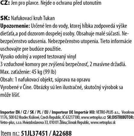 Vetro-plus Nadmuchiwane koło Tukan, 128 x 104 x 60 cm