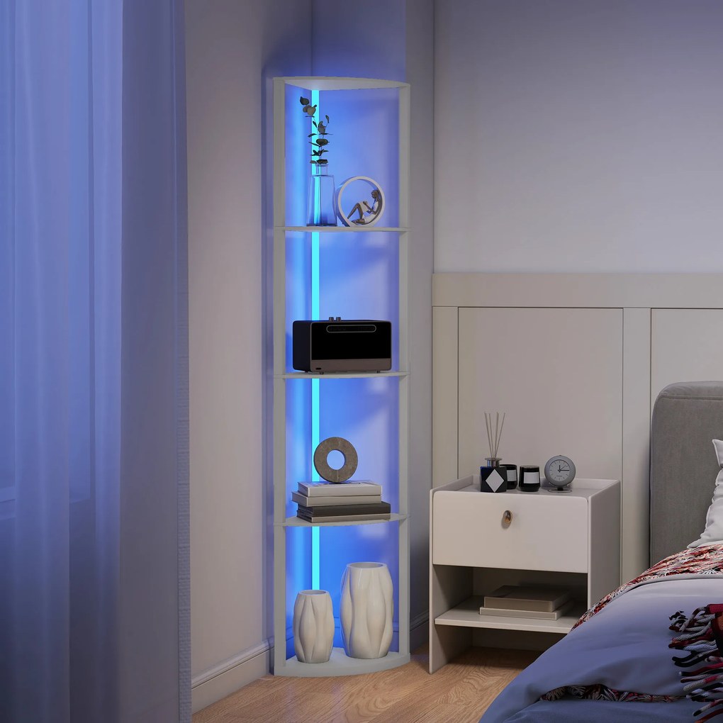 HOMCOM LED lampa stojąca 5-stopniowa ściemnialna z półkami, zmiana kolorów RGB, pilot | Aosom PL