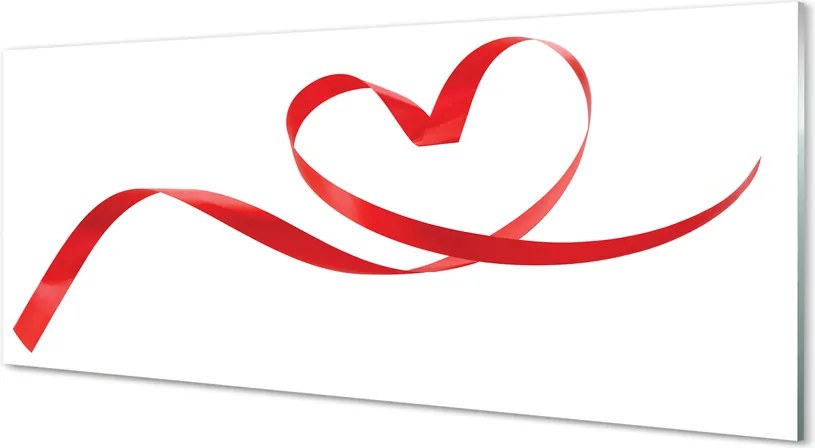 Panel szklany do Kuchni Serce z Czerwoną Wstążką