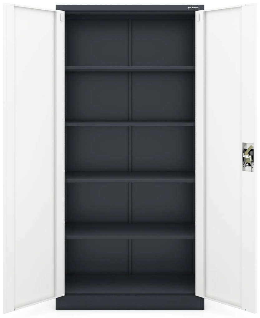 Biurowa szafa metalowa na akta JAN, 900 x 1850 x 400 mm, antracytowo-biała