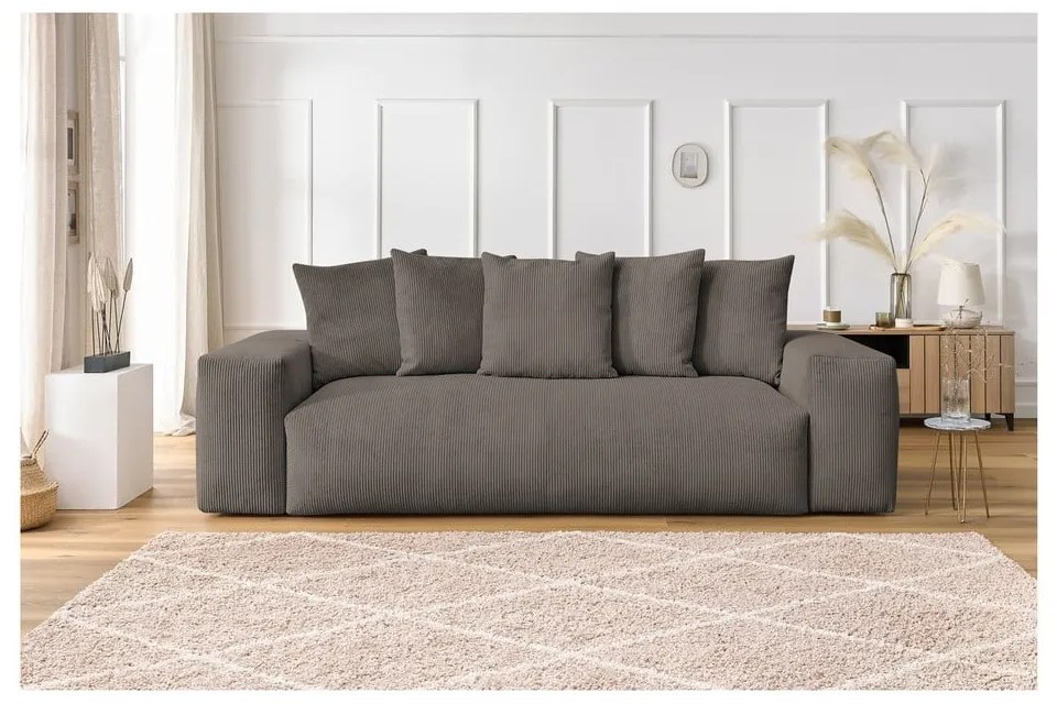 Szarobrązowa sztruksowa sofa 280 cm Voltaire – Bobochic Paris