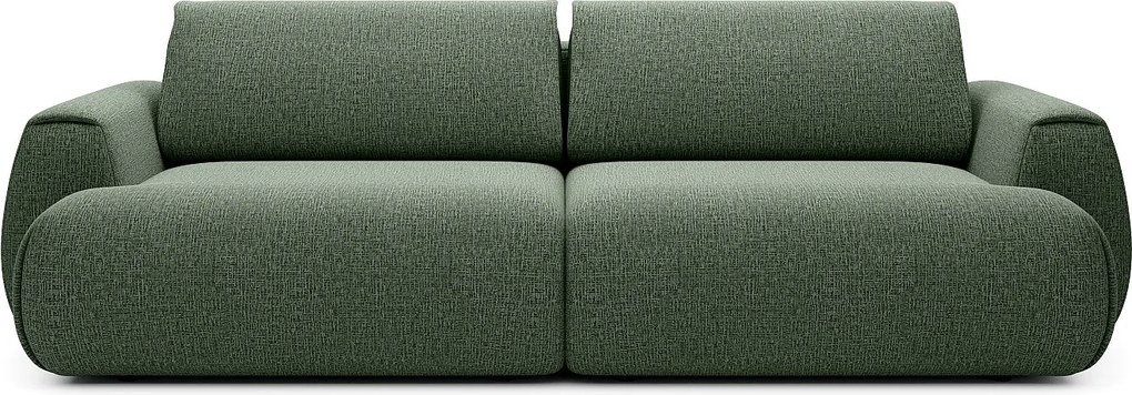 Kanapa 4-osobowa rozkładana z tkaniny szenilowej w kolorze butelkowej zieleni MONELIA