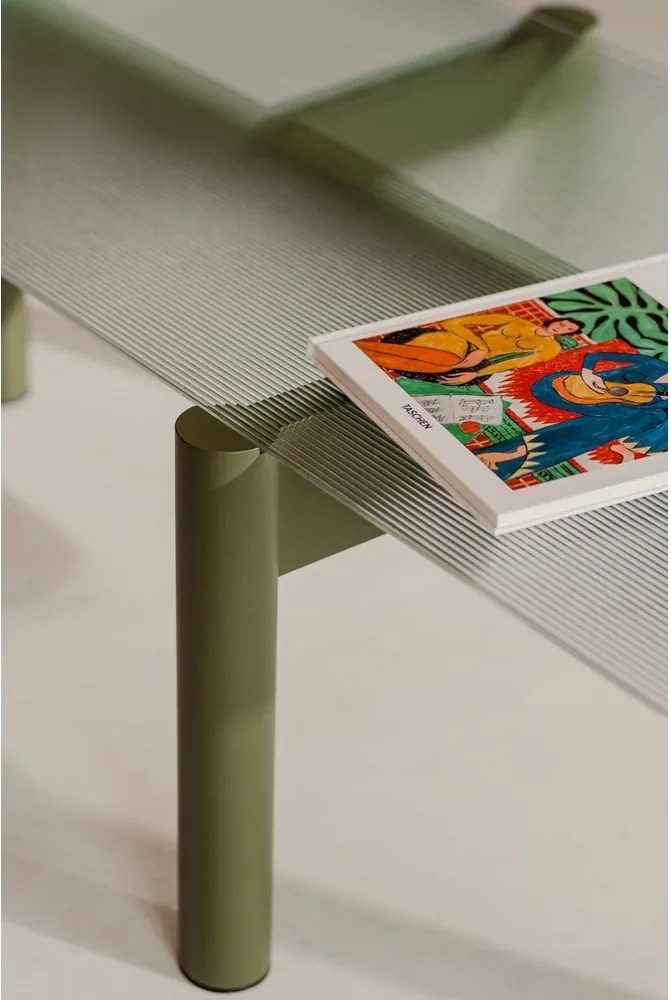 Zielony stolik ze szklanym blatem 55x105 cm Kob – noo.ma