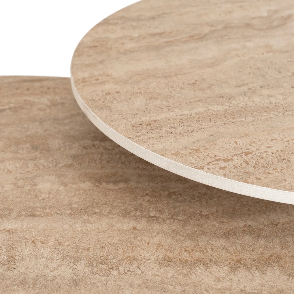 Zestaw Stolików Kawowych AVILA Trawertyn/Beż Nowoczesny