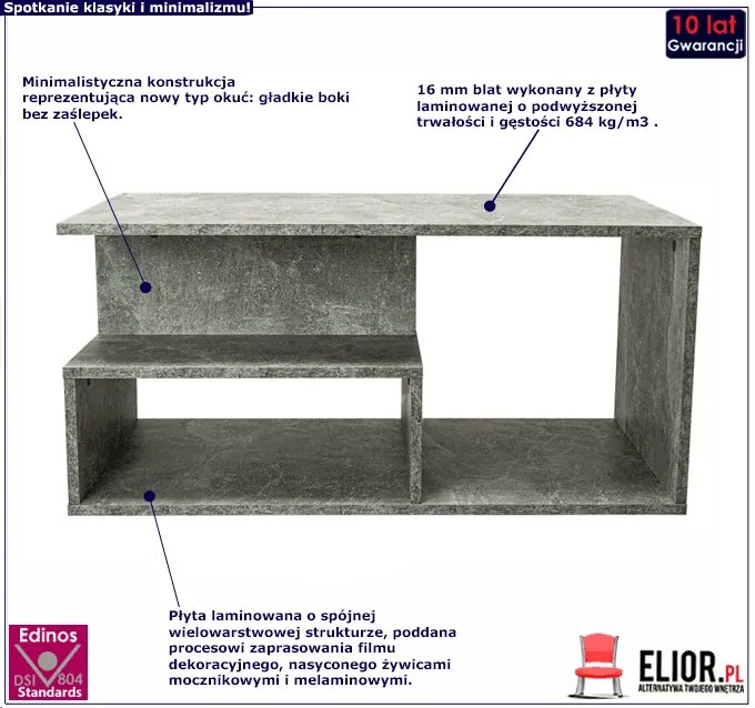 Industrialna ława kawowa Cliper - beton