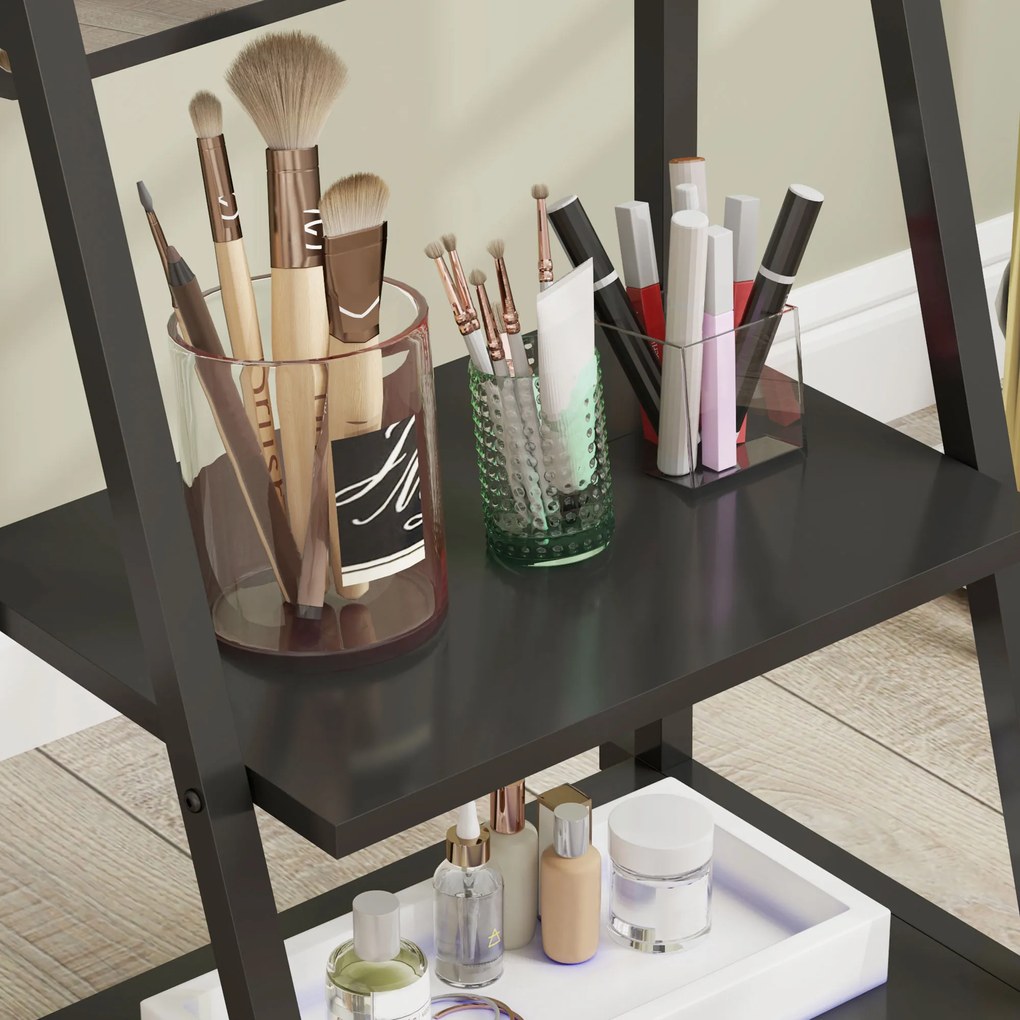 HOMCOM Mobilne Lustro Pełnej Długości z 2 Półkami i 4 Kołami, do Sypialni, Salonu, Przedpokoju, Czarny