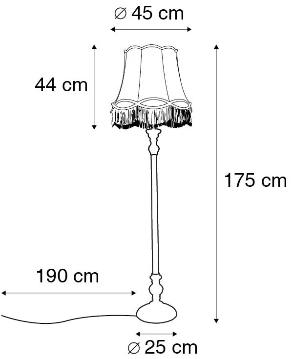 Lampa podłogowa w stylu Retro szara z różowym abażurem Granny - Classico Retro Oswietlenie wewnetrzne