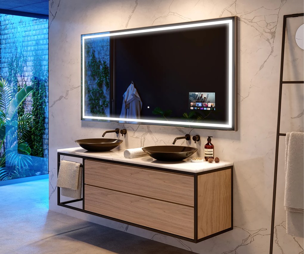 Artforma prostokątne lustro łazienkowe LED, podświetlane, na wymiar, personalizowany wymiar, do łazienki | 7000K, 50–200 × 50–100 cm | L49