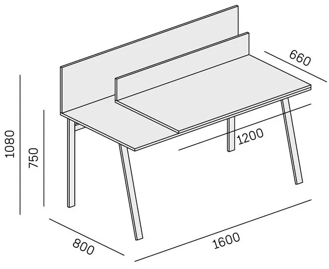 PLAN Biurko SINGLE LAYERS, blat przesuwny, z przegrodami, biały/szary