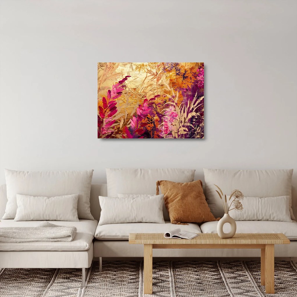 Obraz na szkle - Abstrakcyjny obraz kwiatów II. (70x50 cm)