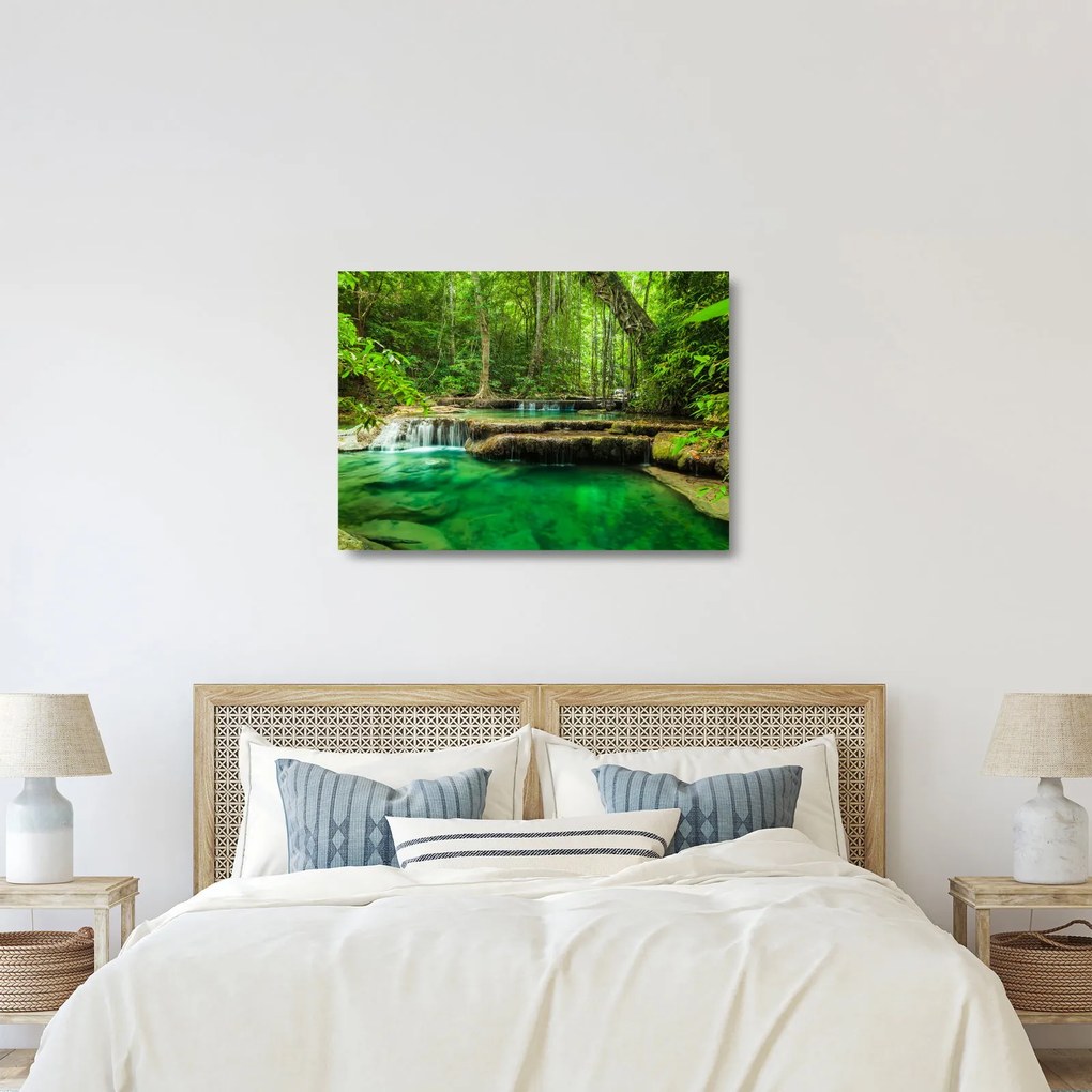 Obraz na szkle - Wodospad Erawan w Kanchanaburi, Tajlandia (70x50 cm)