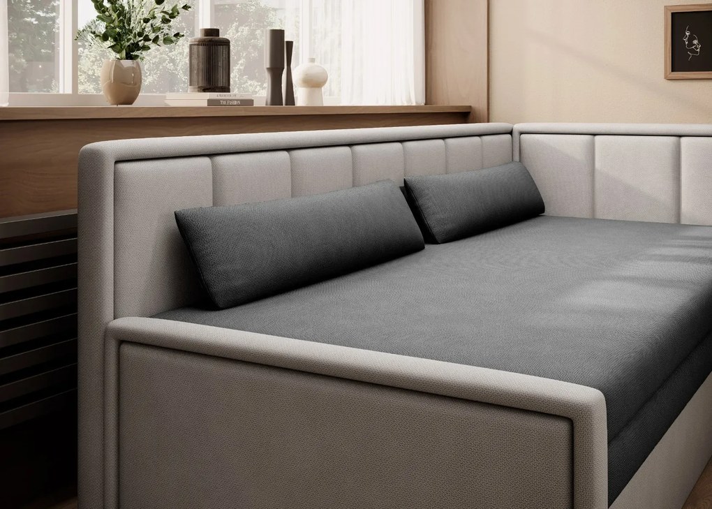 Sofa rozkładana z funkcją spania FULGEO jasna szara/szara prawa ELTAP