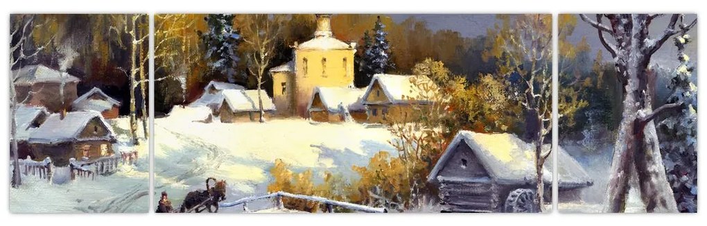 Obraz - Zimowe miasteczko (170x50 cm)