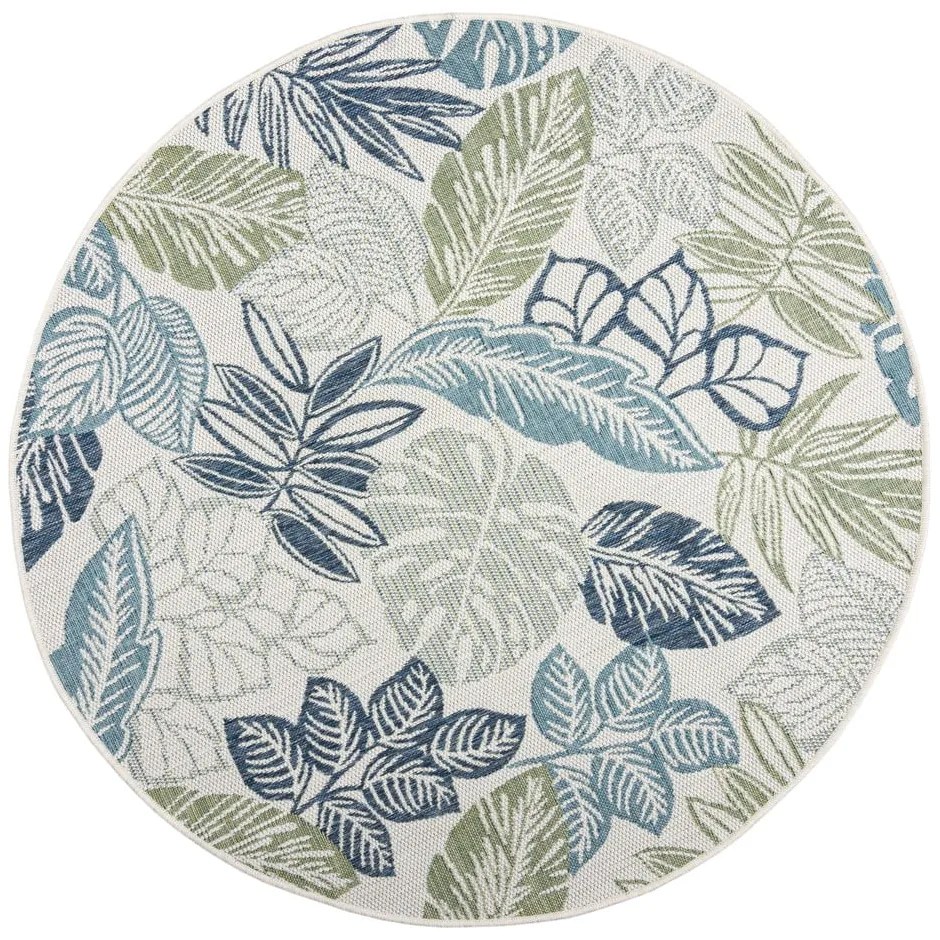 Zielono-niebieski okrągły dywan odpowiedni na zewnątrz ø 160 cm Bella Leaf – Flair Rugs
