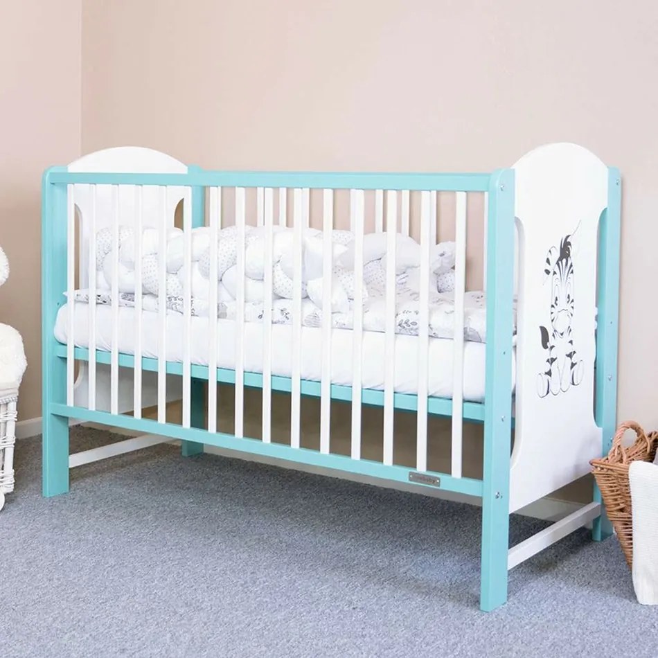 New Baby Łóżeczko dziecięce Elsa Zebra,biało-miętowe
