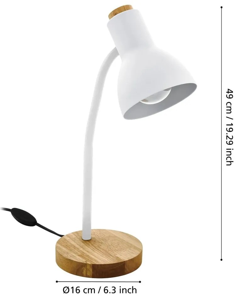 Lampa stołowa w biało-naturalnym kolorze z metalowym kloszem (wysokość 49 cm) VERADAL – EGLO