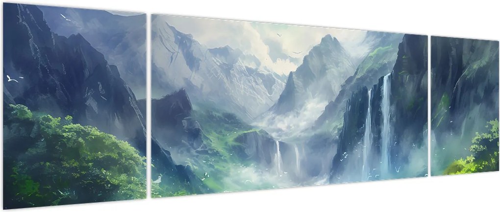 Obraz - Dolina wodospadów (170x50 cm)