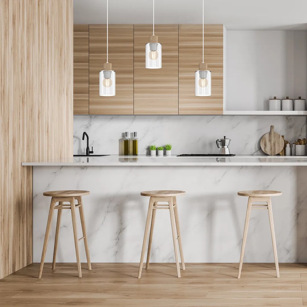 Lampa wisząca MADERA 3xE27, potrójny, na listwie 3 klosze