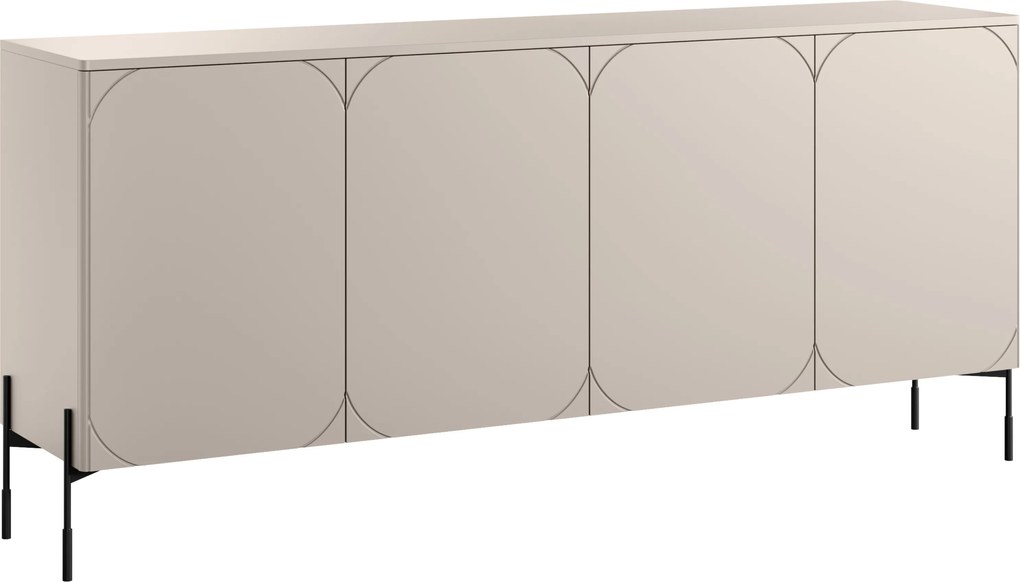 Komoda Sonatia 200 cm czterodrzwiowa - kaszmir / nogi czarne