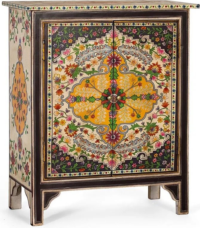 Wielobarwny bufet wykonany à la main z drewna manguier 80 cm