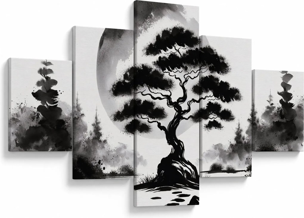 Obraz – Czarno-biały bonsai (125x70 cm)