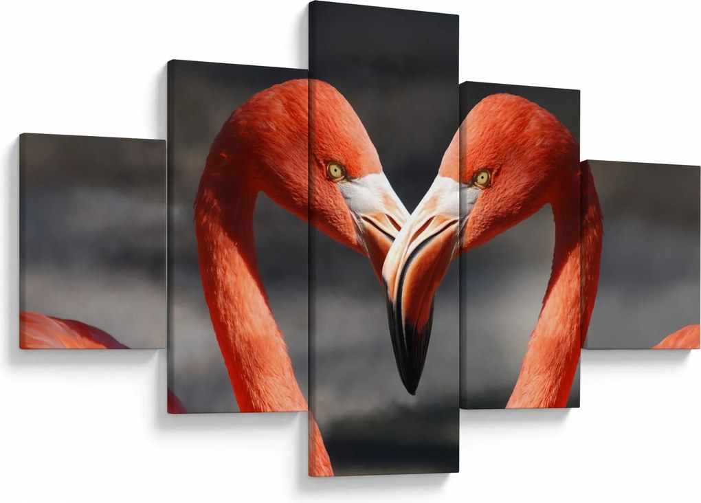 Obraz dwóch zakochanych flamingów (125x70 cm)