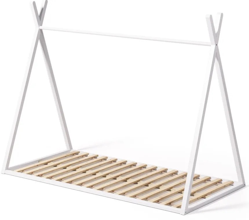 Białe łóżko dziecięce z litego drewna bukowego w kształcie domku ze stelażem 90x190 cm Maralis – Kave Home