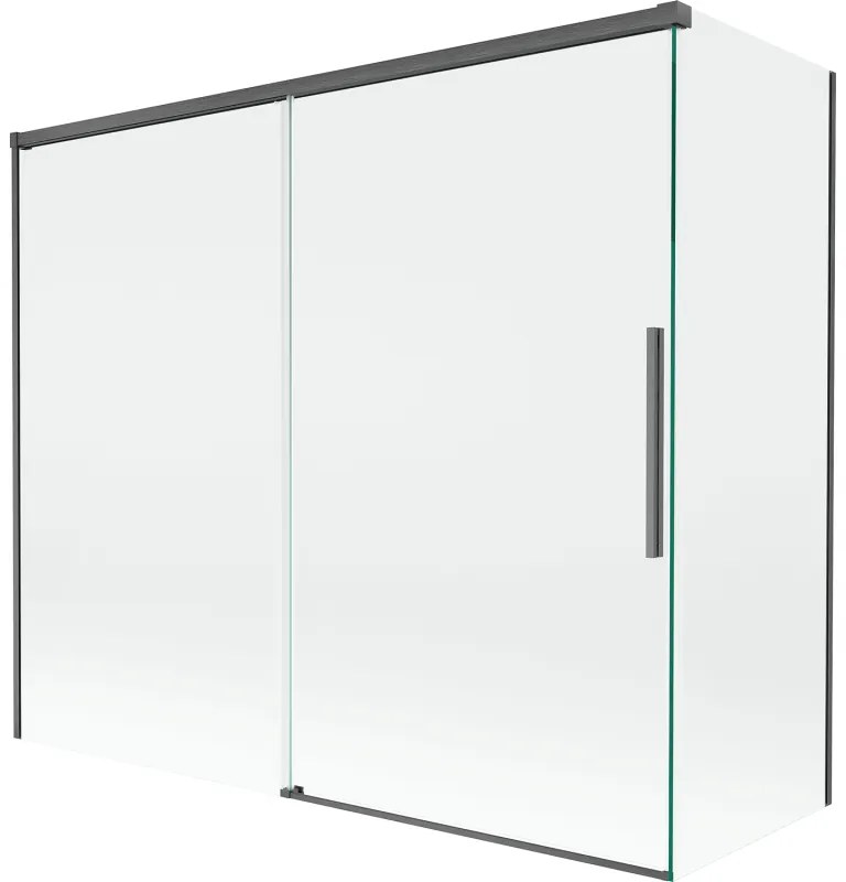 Mexen Rox parawan nawannowy 2-skrzydłowy rozsuwany 180 + 90 x 150 cm, transparent, gun gray szczotkowany - 8C9-180-090-66-00