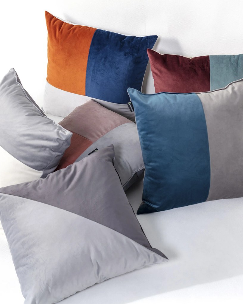 Poduszka Patchwork kwadratowa pink grey white