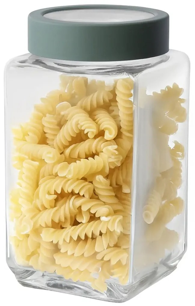 Altom Szklany kwadratowy słoik z pokrywką 1 l,zielony, 1000 ml