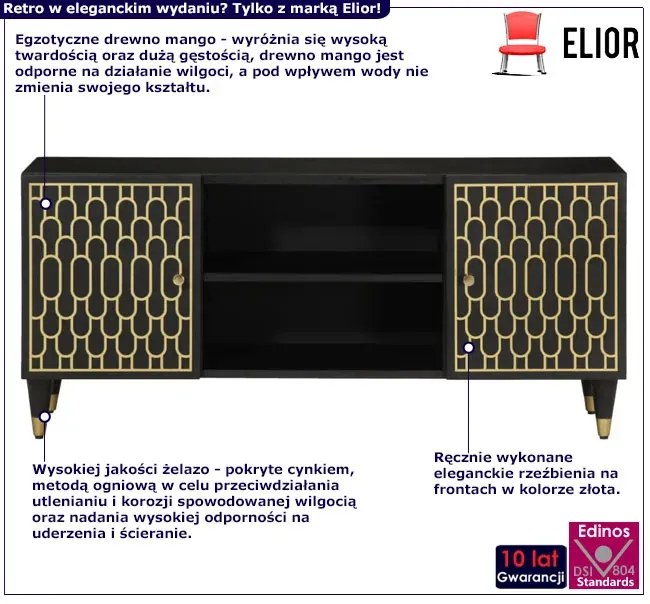 Czarna niska szafka pod telewizor T1-M09