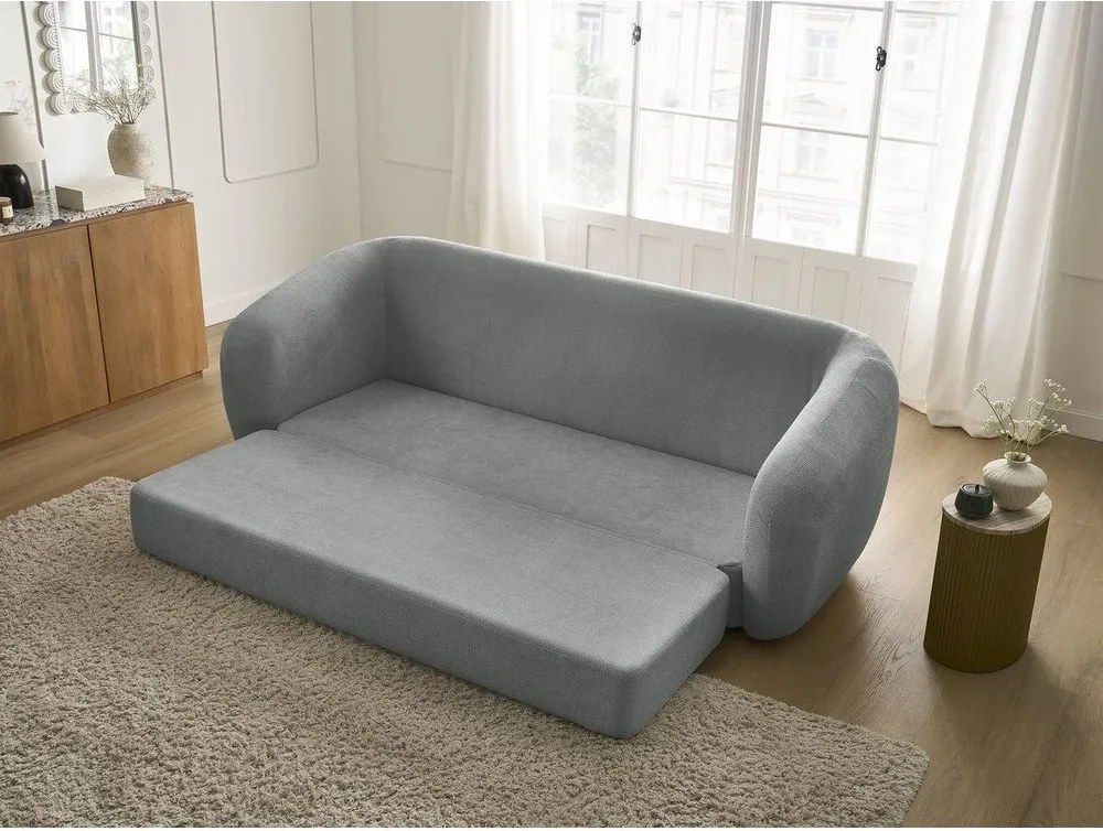 Ciemnoszara rozkładana sofa z tkaniny szenilowej 228 cm Neyo – Bobochic Paris