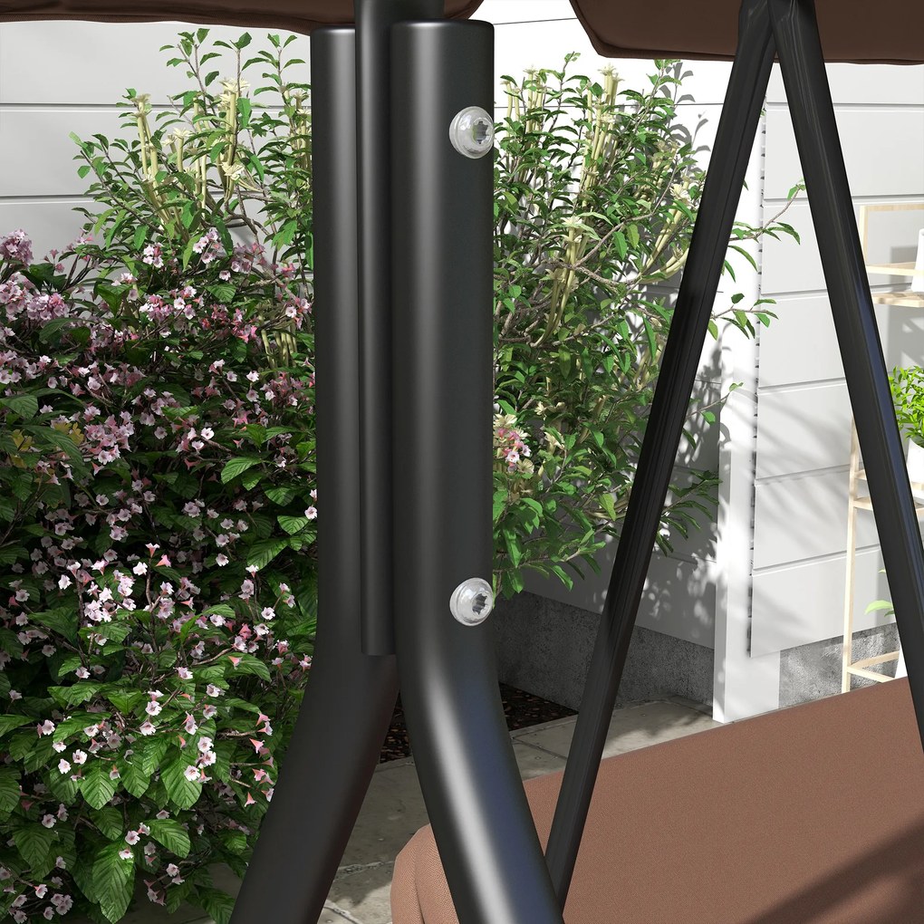 Outsunny Huśtawka ogrodowa 3-osobowa Hollywood, odporna na warunki atmosferyczne, regulowane dach, 172 x 110 x 153, Brązowa