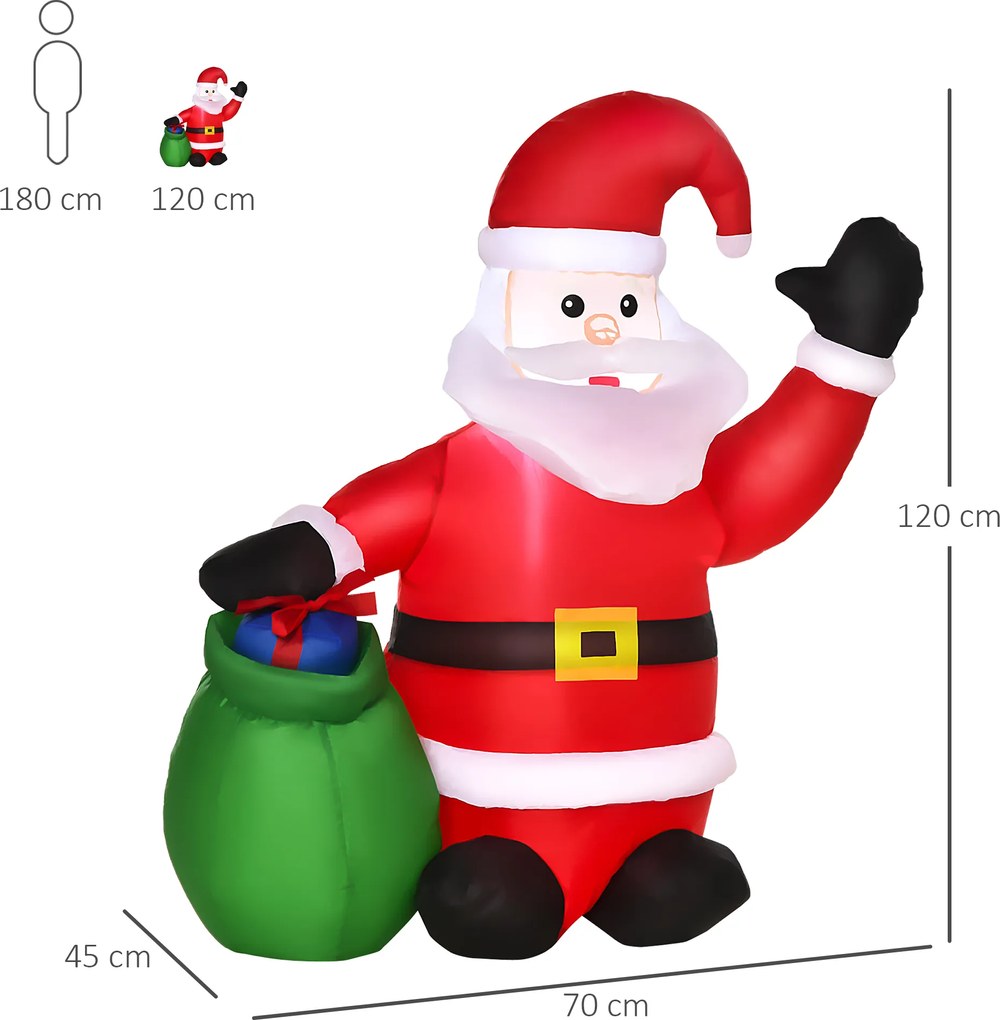 Homcom Dmuchany Mikołaj Pompowany Świecący Led