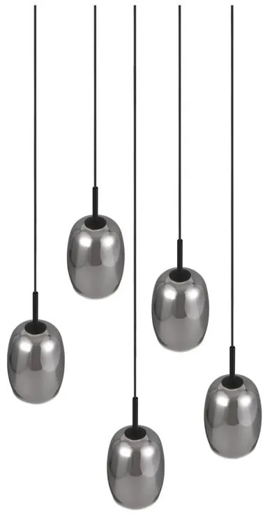 Lampa wisząca w czarno-srebrnym kolorze ze szklanym kloszem ø 48 cm Barret – Trio Select