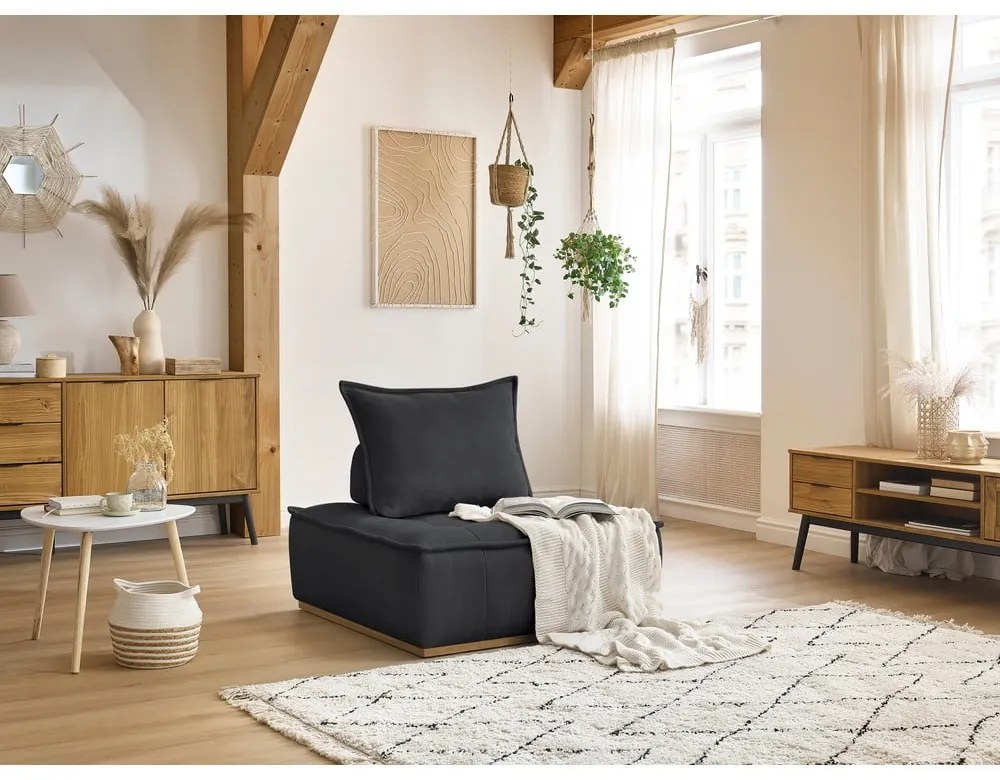 Ciemnoszary fotel z tkaniny szenilowej Elisa – Bobochic Paris